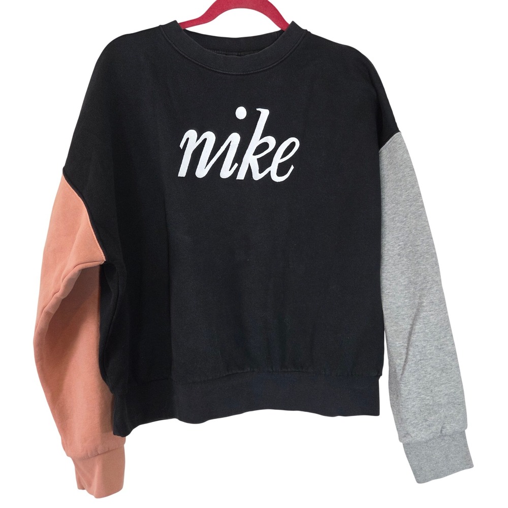 Nike Women's Medium Black Pink Gray Colorblock Crewneck Sweatshirt